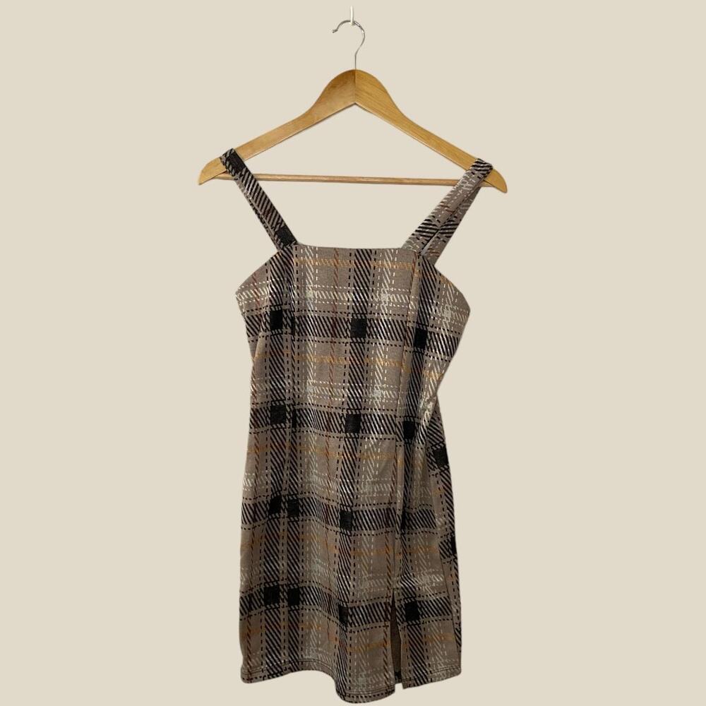 Iris brown plaid mini dress